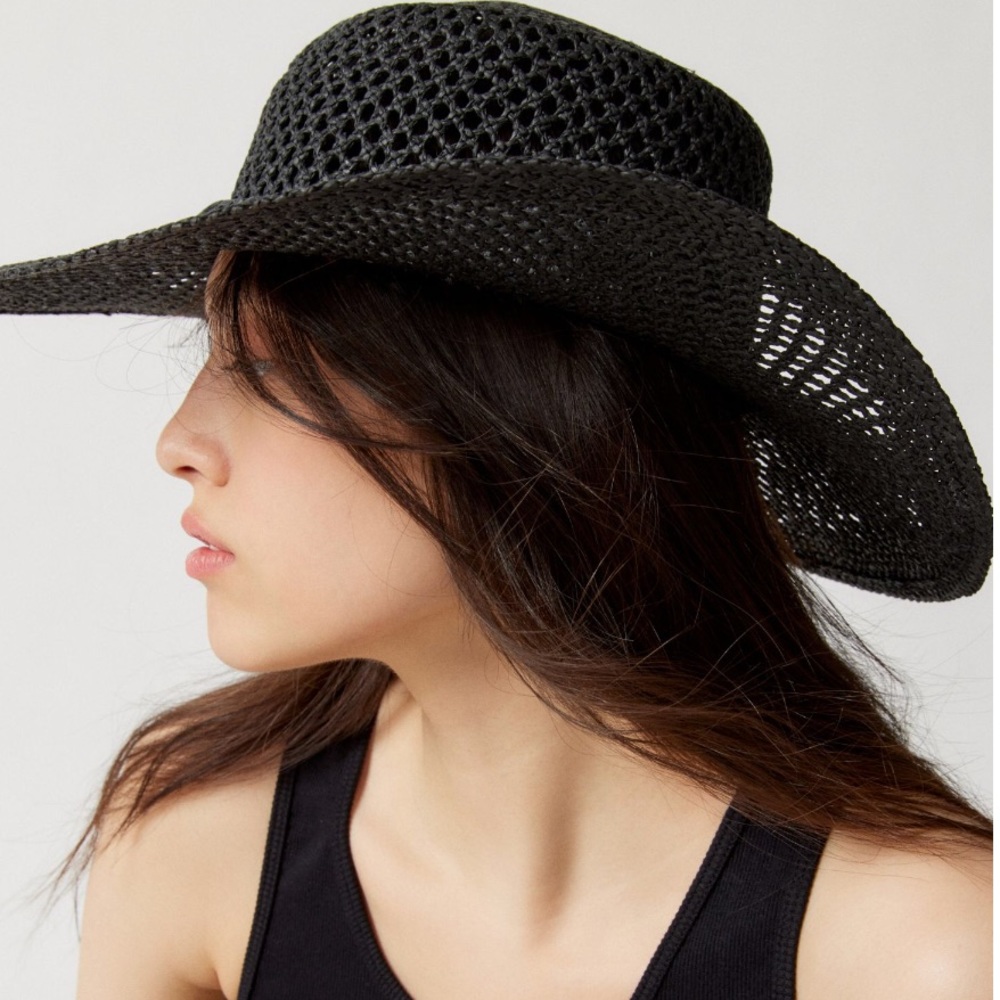 Urban Outfitters Black Woven Cowboy Hat